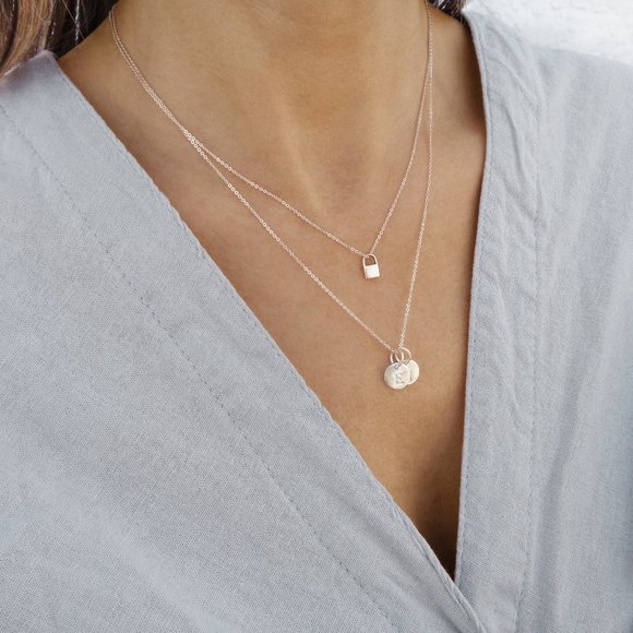 Sterling Silver Personalized Initial Necklace Custom Letter Charm Stamped 925 - Picture 1 of 3